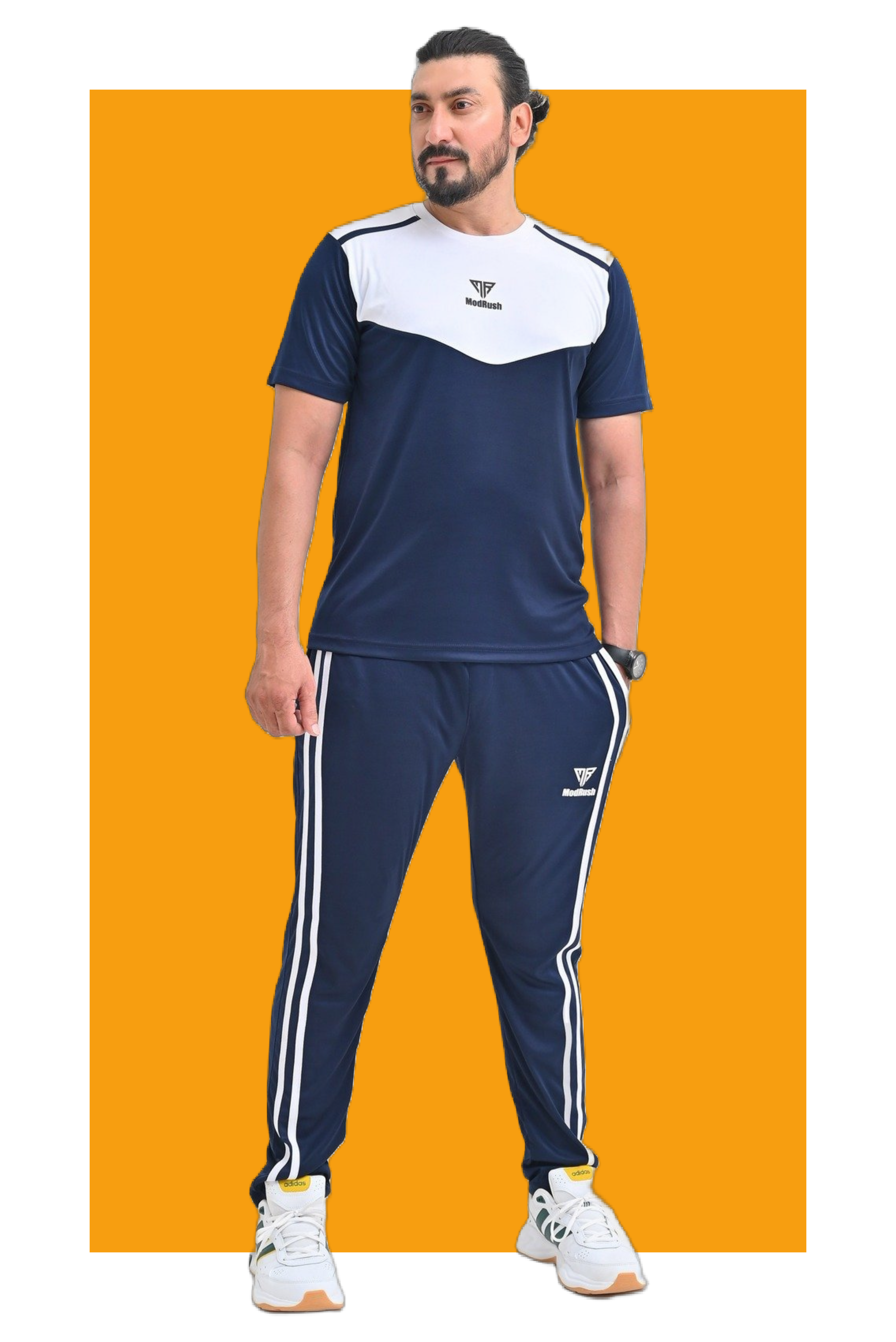 Men's Olive Green Athletic T-Shirt & Track Pants Set with Color Accents - Mod Rush