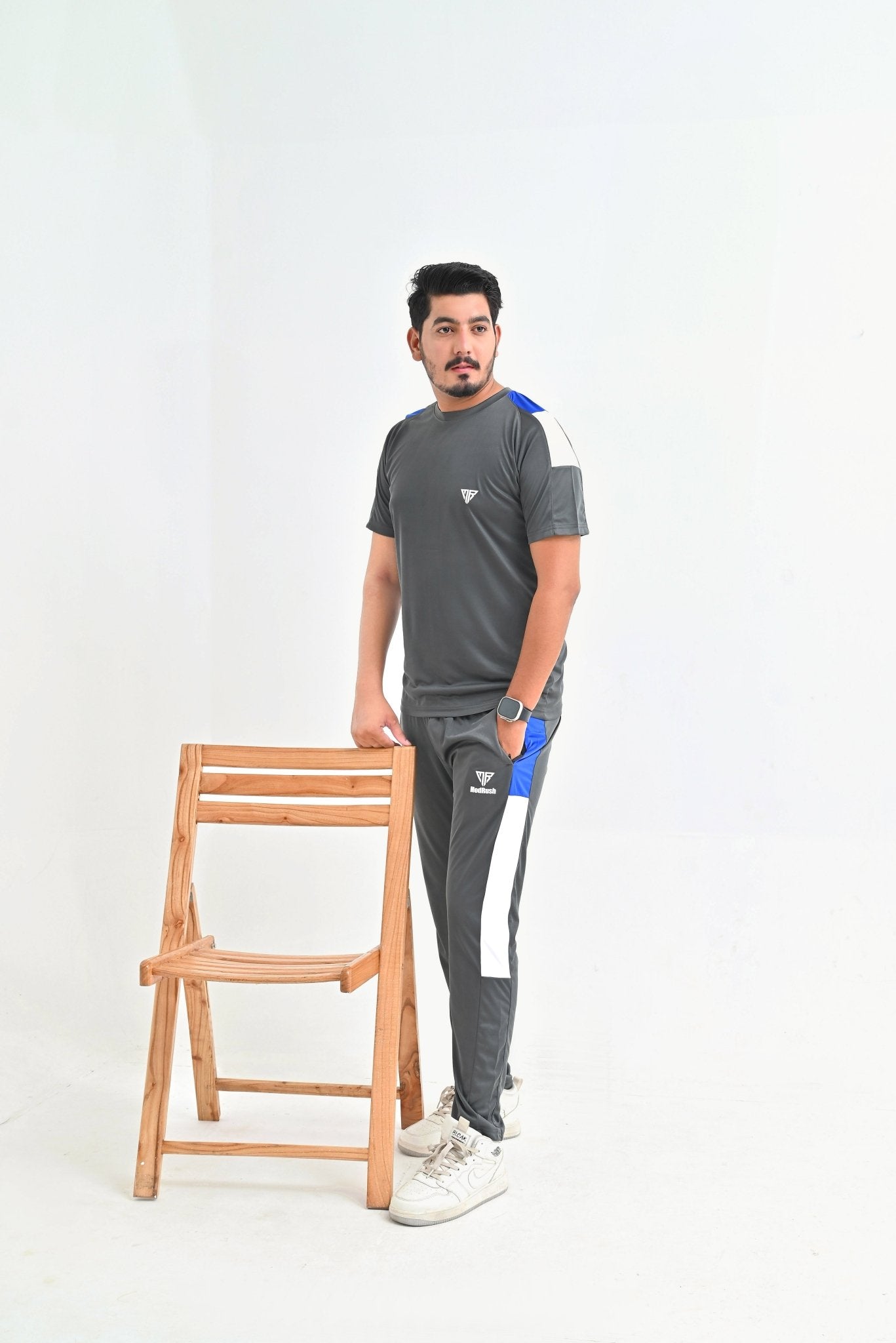 Men's Olive Green Athletic T-Shirt & Track Pants Set with Color Accents - Mod Rush