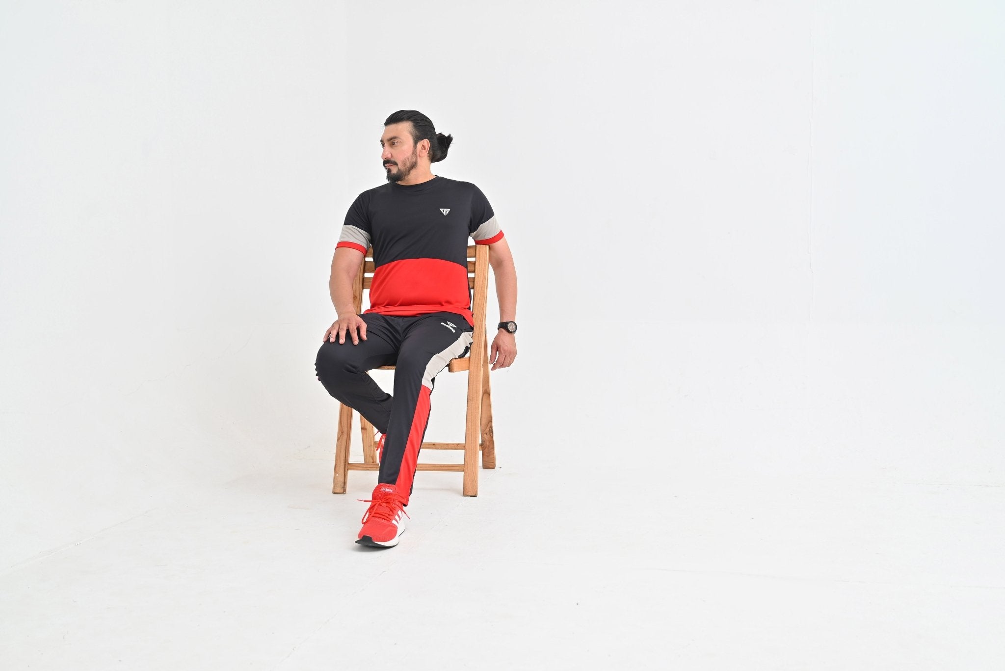 Men's Dynamic Color Block Athletic T-Shirt & Track Suit in Black, Red, and Grey - Mod Rush