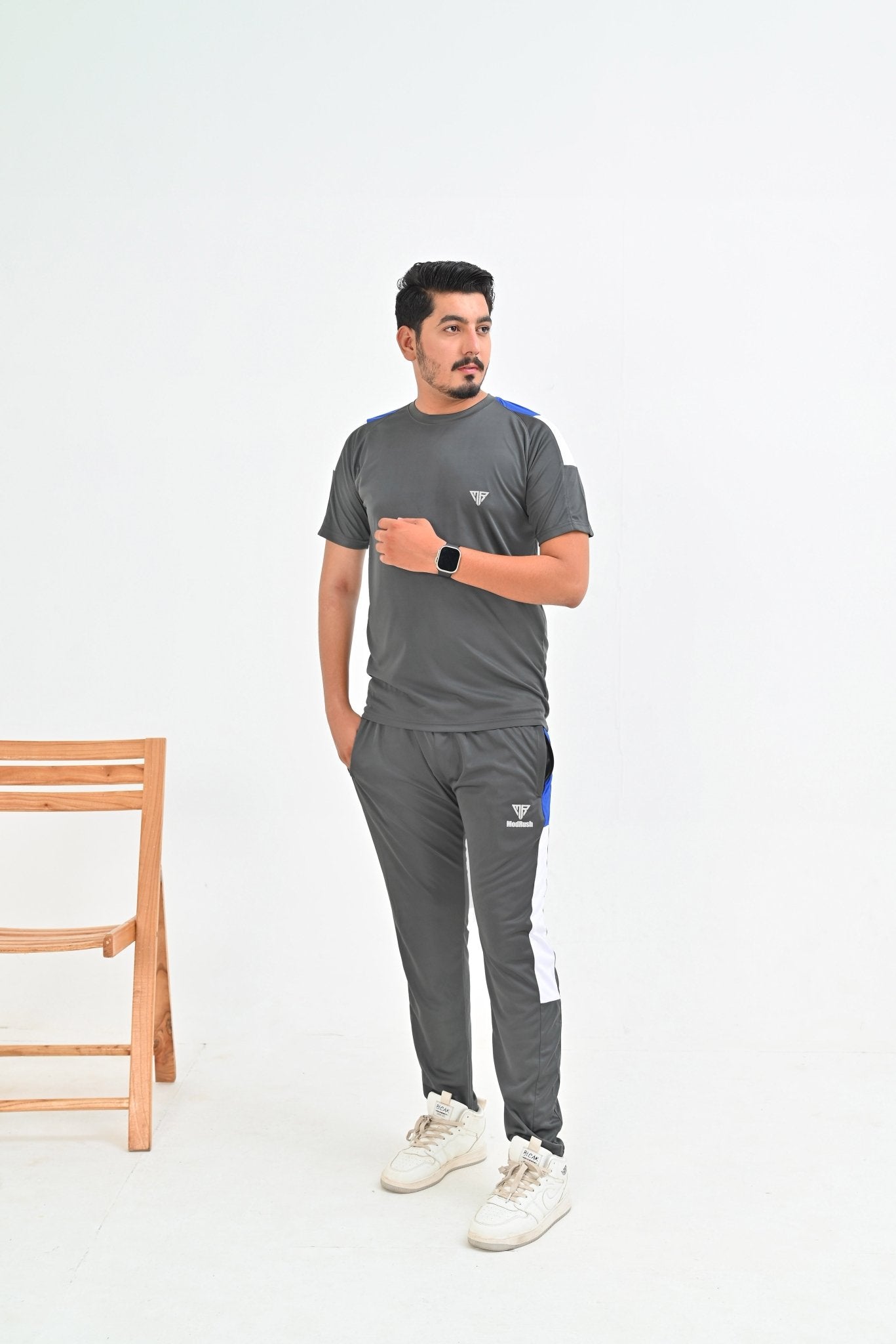 Men's Olive Green Athletic T-Shirt & Track Pants Set with Color Accents - Mod Rush