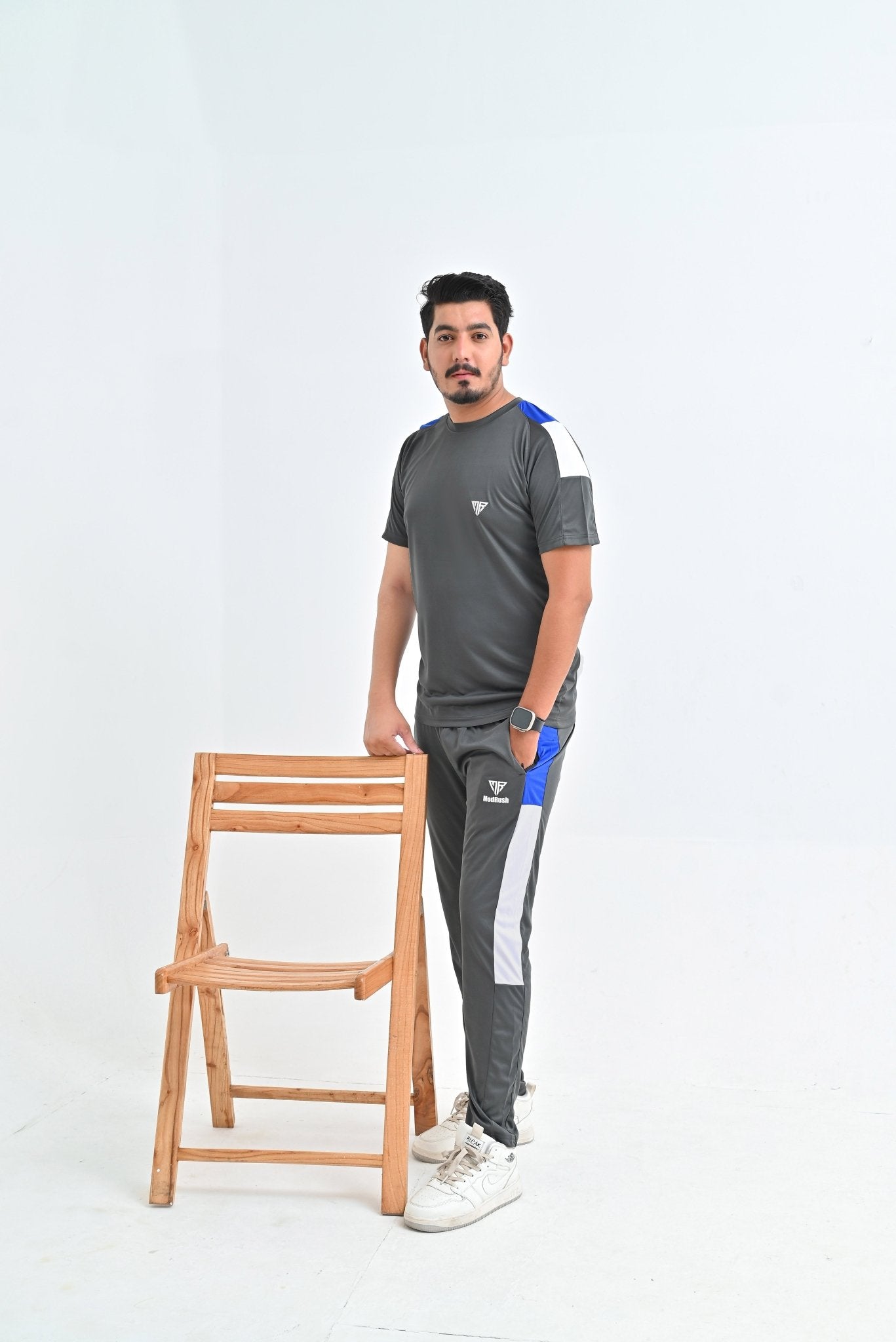 Men's Olive Green Athletic T-Shirt & Track Pants Set with Color Accents - Mod Rush