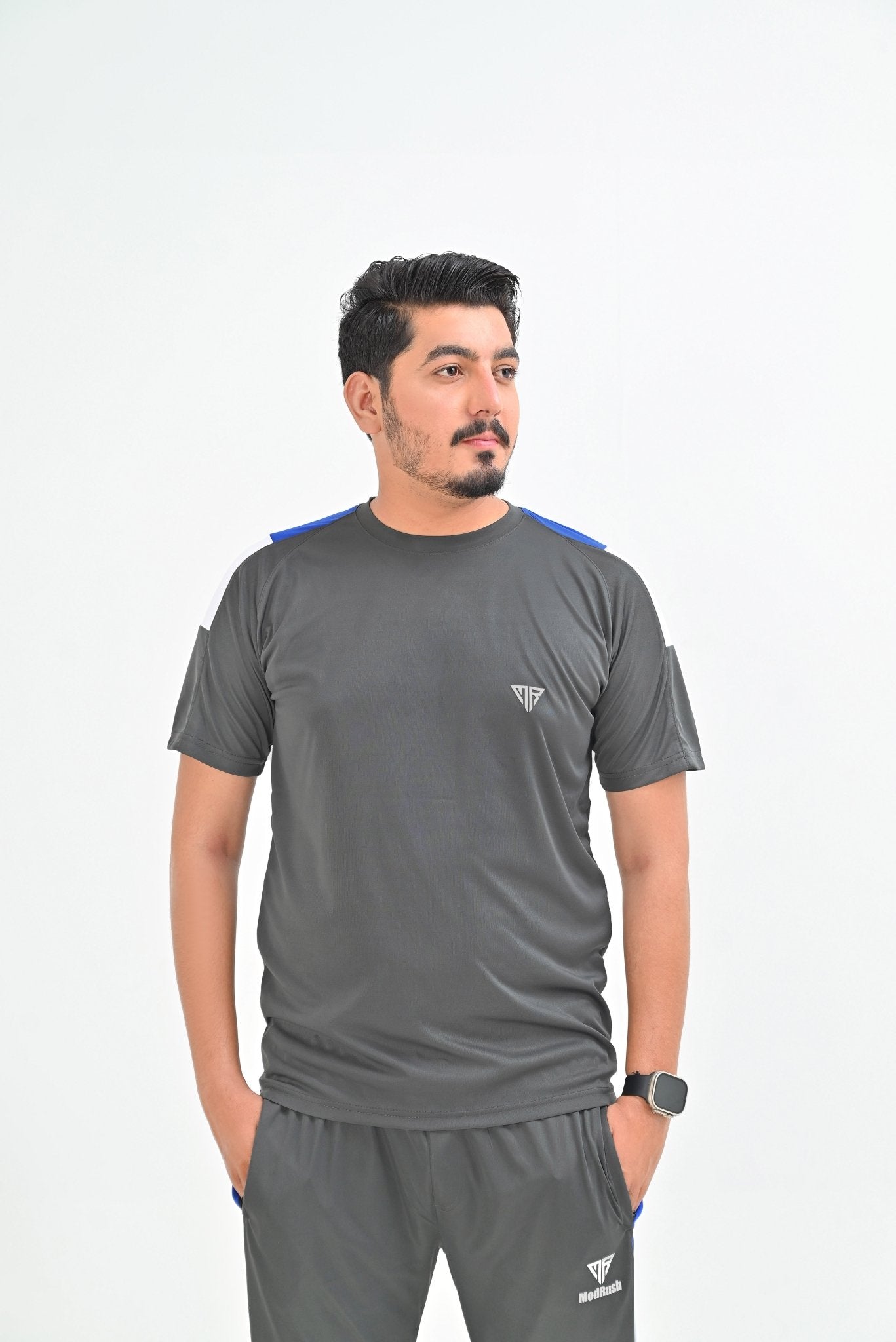 Men's Olive Green Athletic T-Shirt & Track Pants Set with Color Accents - Mod Rush