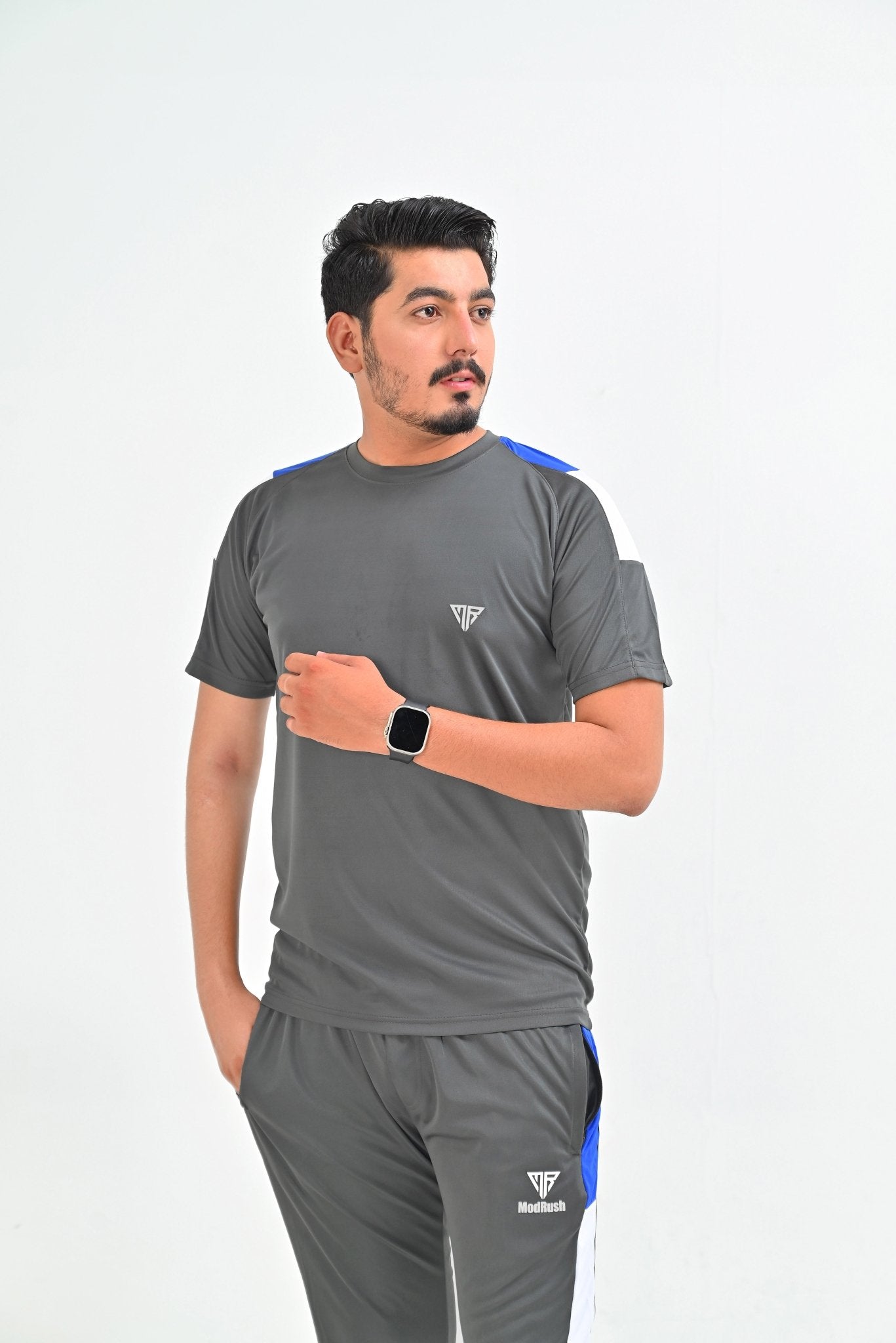 Men's Olive Green Athletic T-Shirt & Track Pants Set with Color Accents - Mod Rush